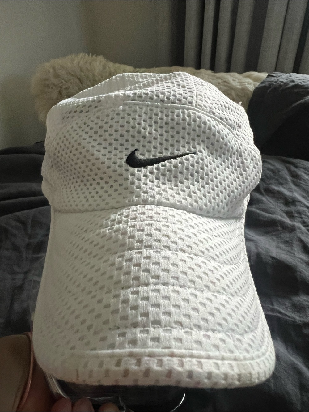 Nike Cycling/running White Mesh Visor with Black Swoosh